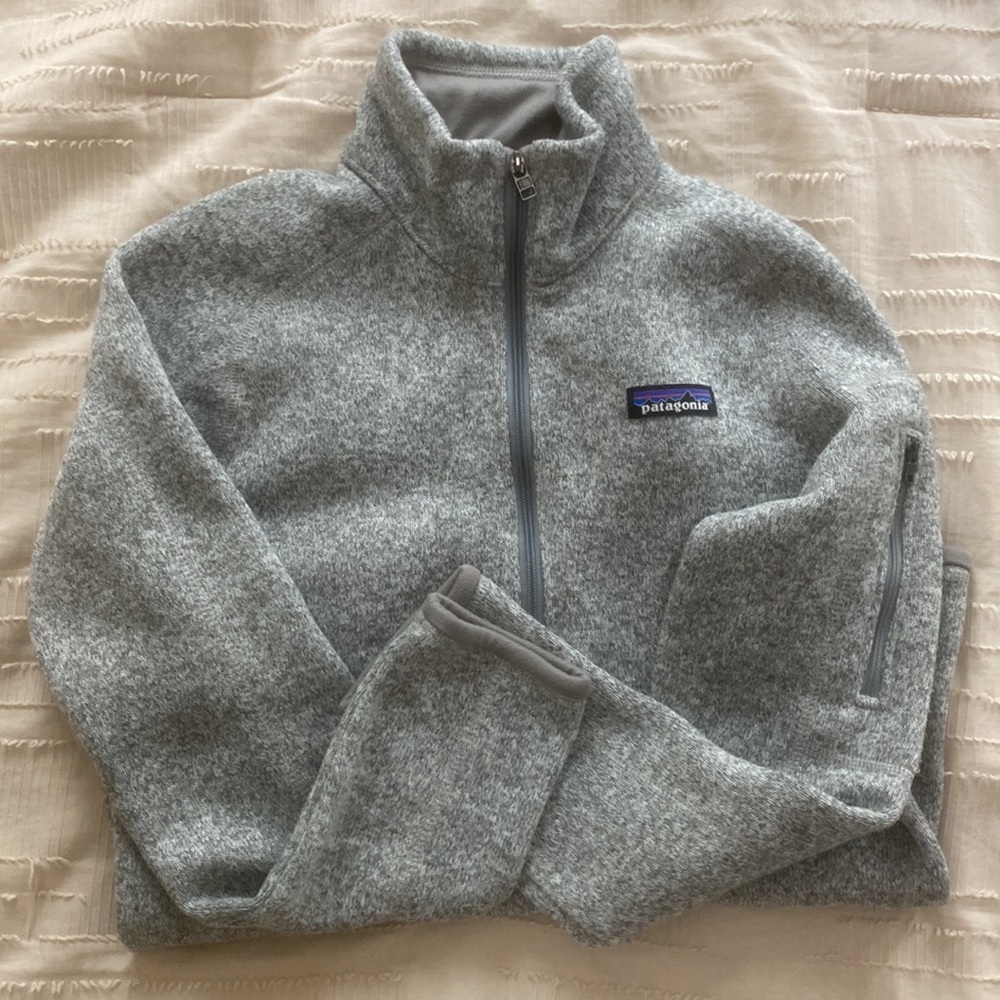 heathered gray patagonia women’s better sweater 1/4 quarter zip